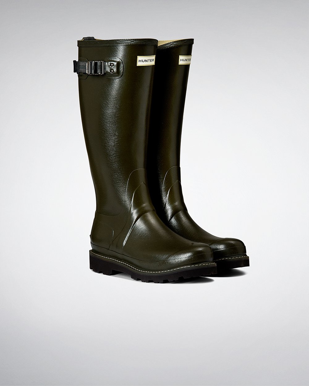 Hunter Mujer Balmoral Poly-Lined - Botas de Lluvia Verde Oscuro Oliva - 971-COTMSV